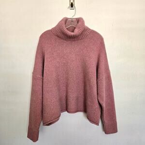 Madewell Saddler Corsica Stitch Mix Turtleneck Sweater Heather Mauve XXL Merino